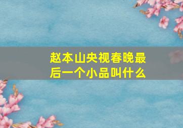 赵本山央视春晚最后一个小品叫什么