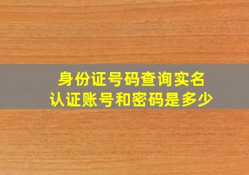 身份证号码查询实名认证账号和密码是多少