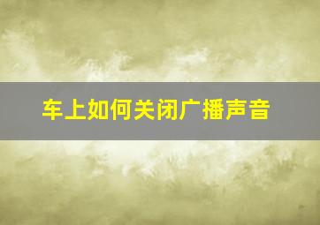 车上如何关闭广播声音