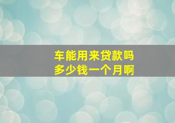 车能用来贷款吗多少钱一个月啊