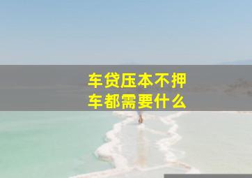 车贷压本不押车都需要什么