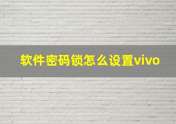 软件密码锁怎么设置vivo