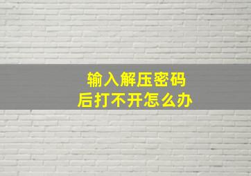 输入解压密码后打不开怎么办