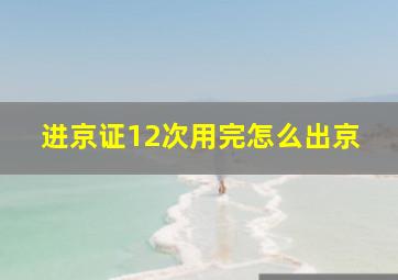 进京证12次用完怎么出京