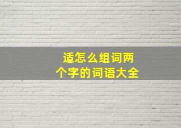 适怎么组词两个字的词语大全