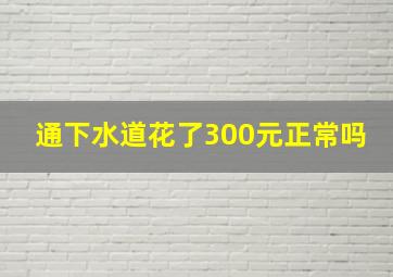 通下水道花了300元正常吗