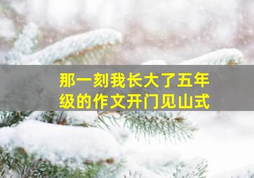 那一刻我长大了五年级的作文开门见山式