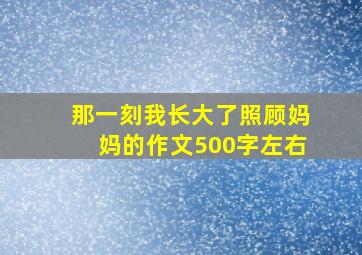 那一刻我长大了照顾妈妈的作文500字左右