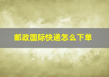 邮政国际快递怎么下单