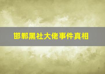 邯郸黑社大佬事件真相