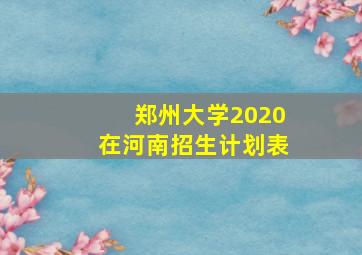 郑州大学2020在河南招生计划表