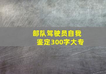 部队驾驶员自我鉴定300字大专