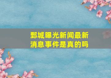 鄄城曝光新闻最新消息事件是真的吗