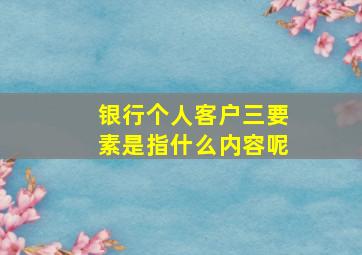 银行个人客户三要素是指什么内容呢