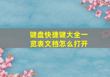 键盘快捷键大全一览表文档怎么打开