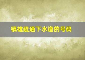 镇雄疏通下水道的号码