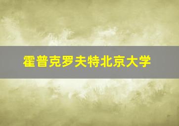 霍普克罗夫特北京大学