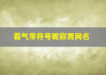 霸气带符号昵称男网名