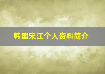 韩国宋江个人资料简介