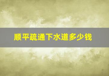 顺平疏通下水道多少钱