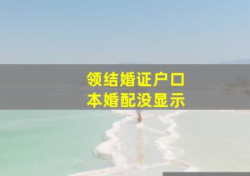 领结婚证户口本婚配没显示