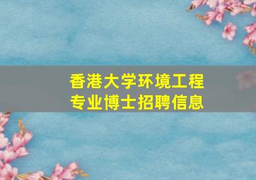 香港大学环境工程专业博士招聘信息