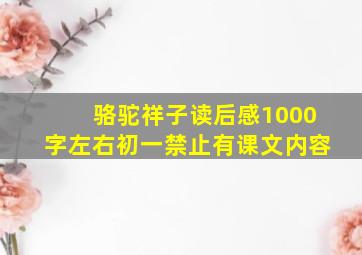 骆驼祥子读后感1000字左右初一禁止有课文内容