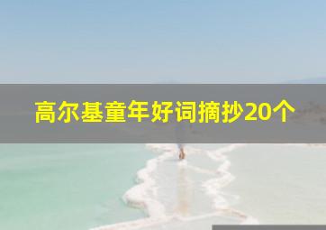 高尔基童年好词摘抄20个