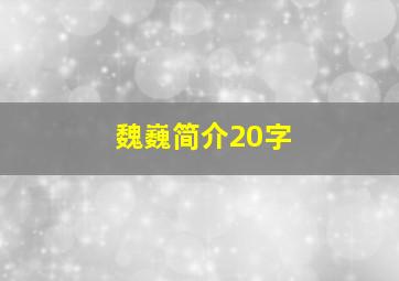 魏巍简介20字