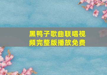 黑鸭子歌曲联唱视频完整版播放免费