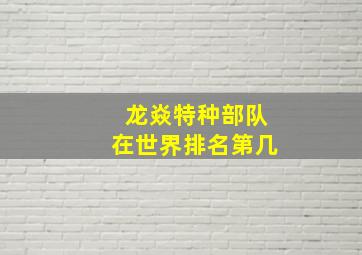 龙焱特种部队在世界排名第几